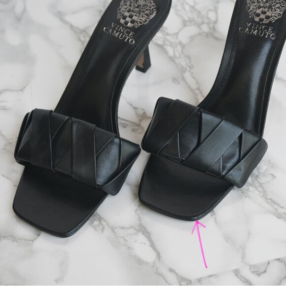 NWOT Vince Camuto Leather Endonta Pintucked Braided Heels Black Size 8 - Picture 6 of 6